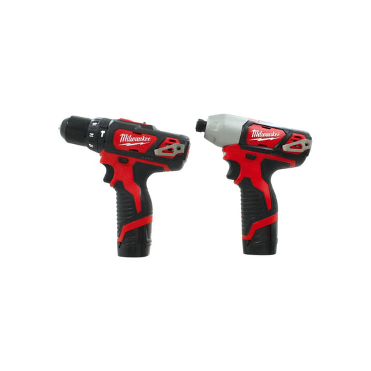 Combo Milwaukee M12: atornillador taladro inalámbrico y atornillador de impacto, herramientas eléctricas rojo y negro