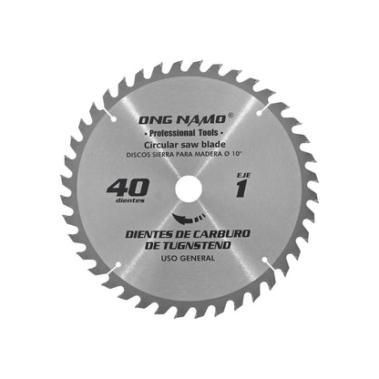 Disco sierra circular Ong Namo 10 pulgadas, 40 dientes de carburo de tungsteno para madera.