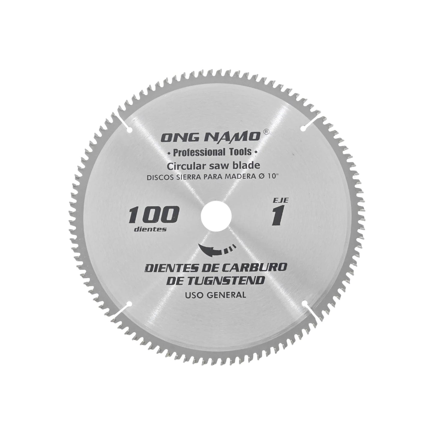 Disco sierra circular Ong Namo 10" 100 dientes de carburo de tungsteno para corte de madera uso general