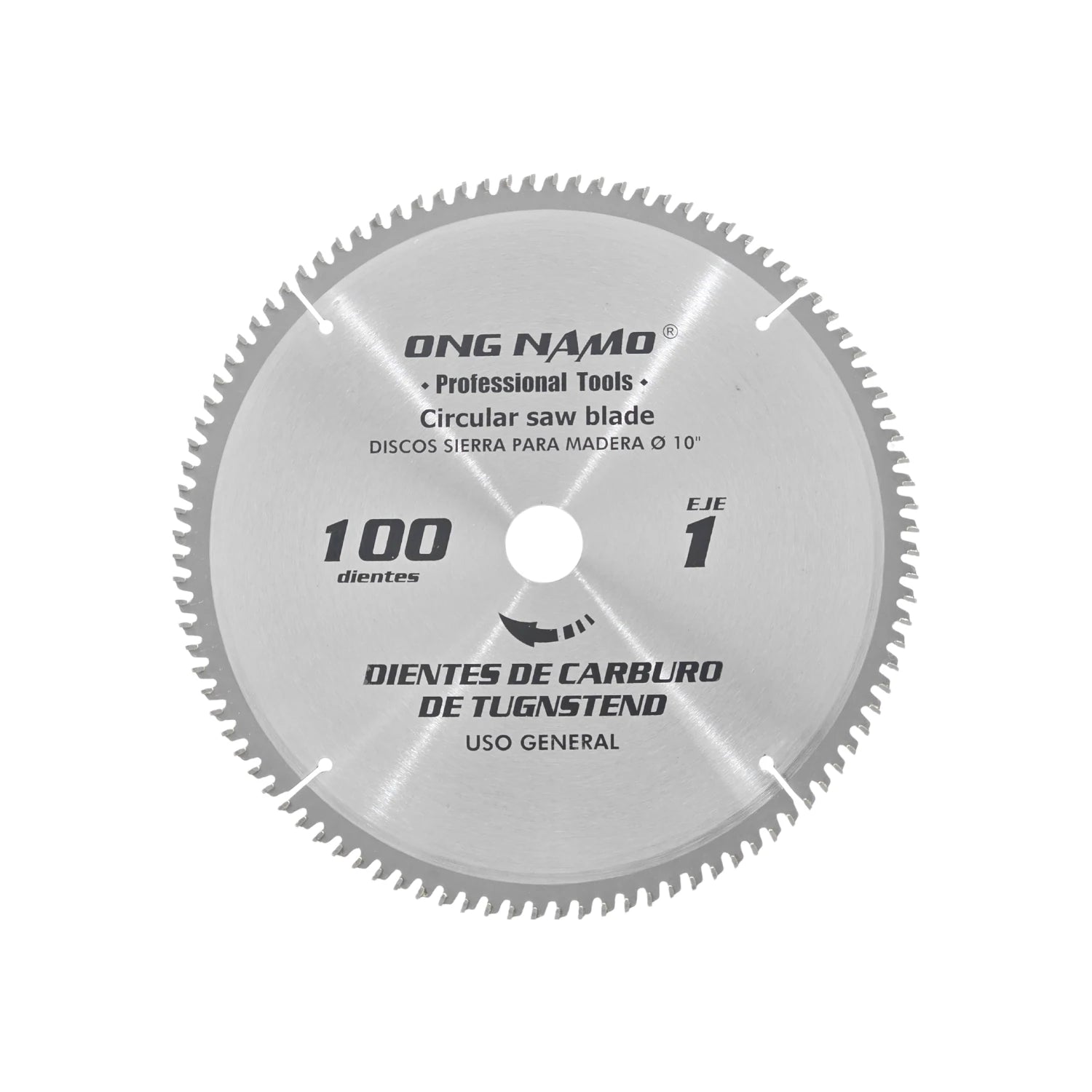 Disco sierra circular Ong Namo 10" 100 dientes de carburo de tungsteno para corte de madera uso general