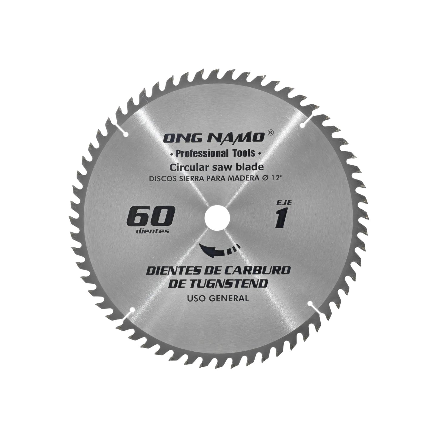 Disco sierra circular ONG NAMO 12 pulgadas 60 dientes de carburo de tungsteno para madera uso general.