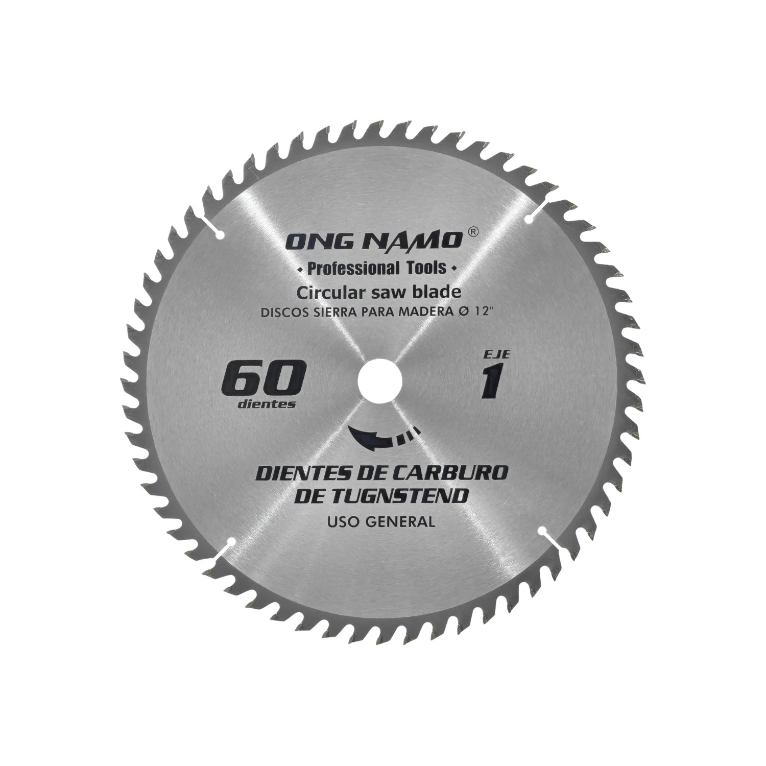 Disco sierra circular ONG NAMO 12 pulgadas 60 dientes de carburo de tungsteno para madera uso general.