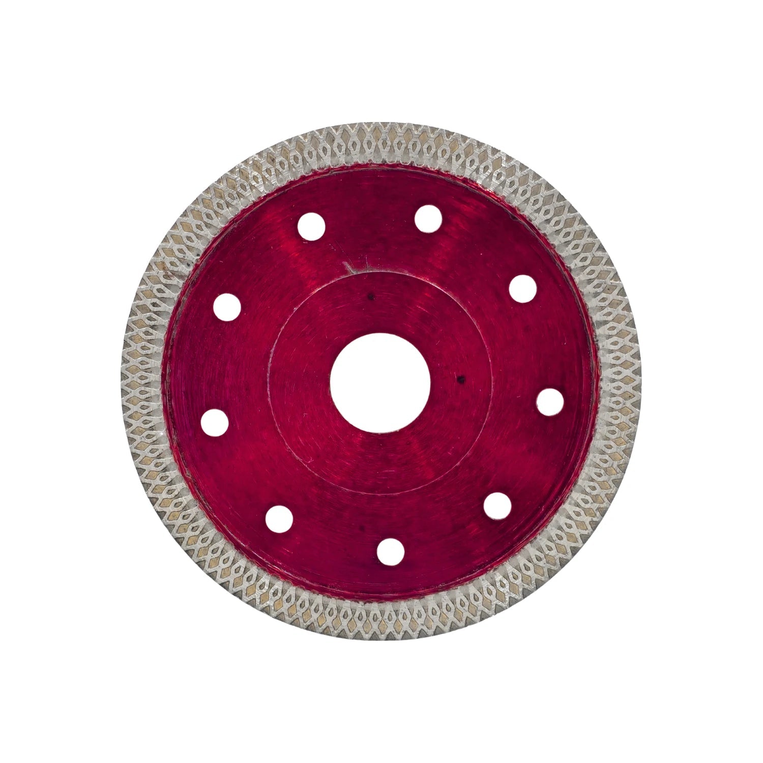 Disco diamantado rojo de 4 1/2 pulgadas para corte de porcelana y cerámica.