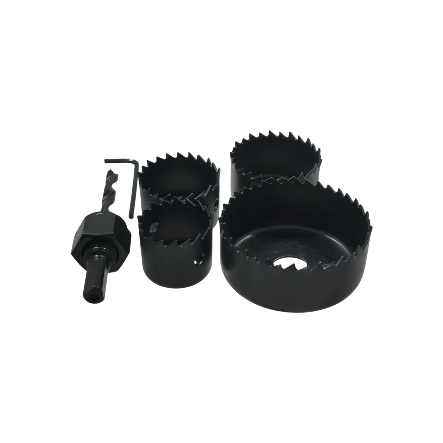 Juego de sierra copa corta círculos negro para taladro, perfora madera, plástico, yeso, varias medidas, con broca guía