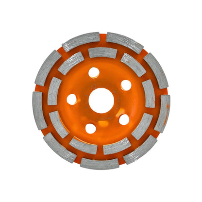 Copa diamante Austral 4 1/2" doble hilera naranja para desbaste profesional de concreto y mampostería.