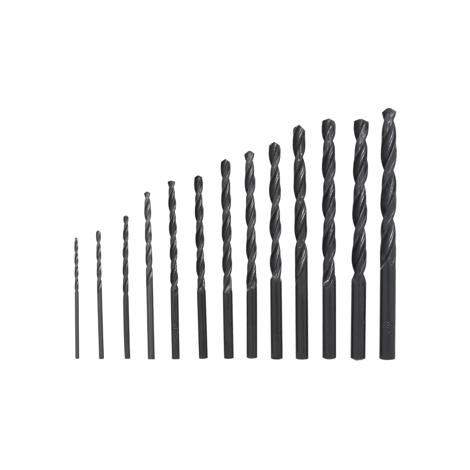 Juego de 13 brocas helicoidales negras de acero rápido para metal y madera en diferentes diámetros
