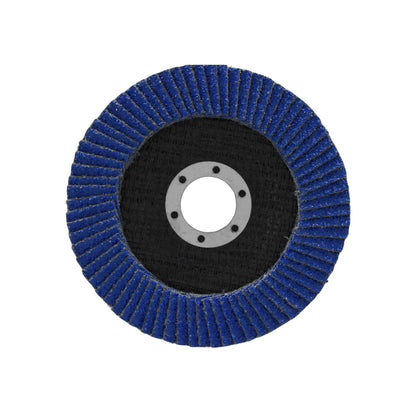 Disco de láminas azul tipo flap para amoladora angular ideal para desbaste y pulido de metales y soldaduras.