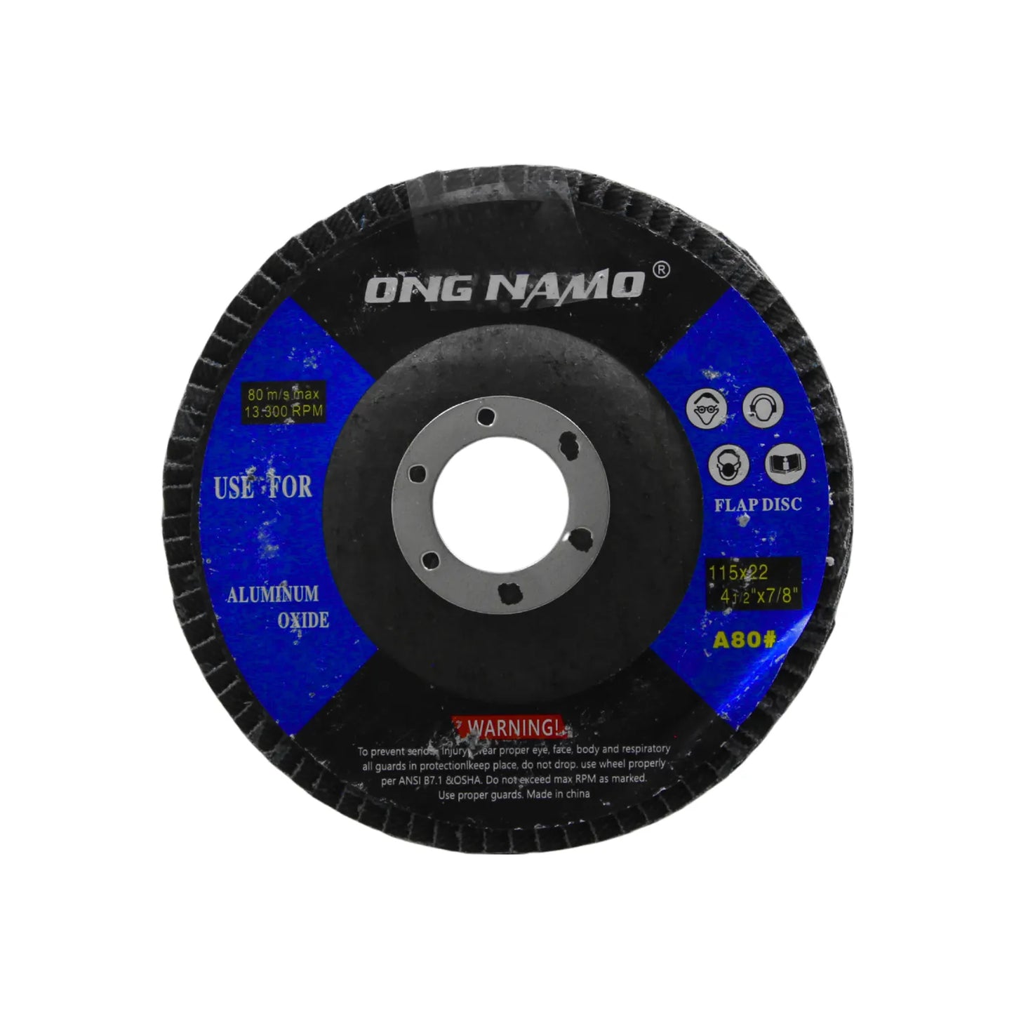 Disco flap Ong Namo 4.5 pulgadas grano A80 de óxido de aluminio para amoladora angular y desbaste de metal