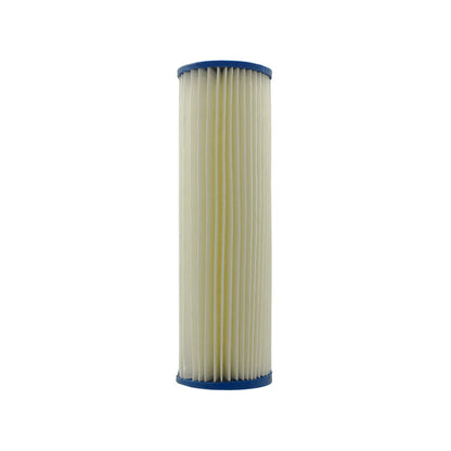 Cartucho de filtro de agua cilíndrico plisado blanco con tapas azules para piscina o spa