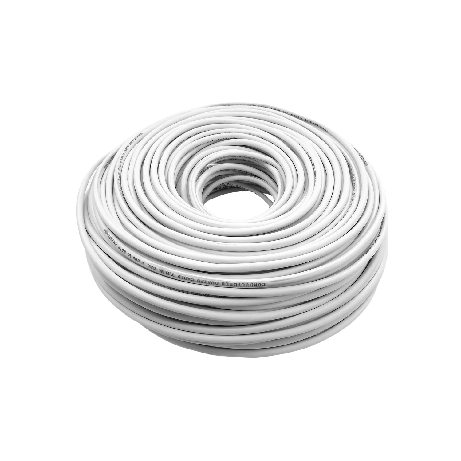 Cable eléctrico blanco calibre 8 anti-flama 600V 90°C, bobina para instalaciones eléctricas.