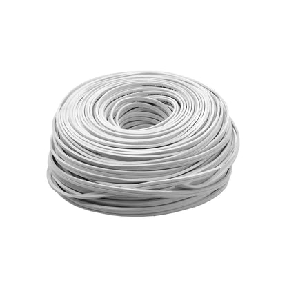 Rollo de cable eléctrico plano blanco, dos conductores, ideal para instalaciones domésticas