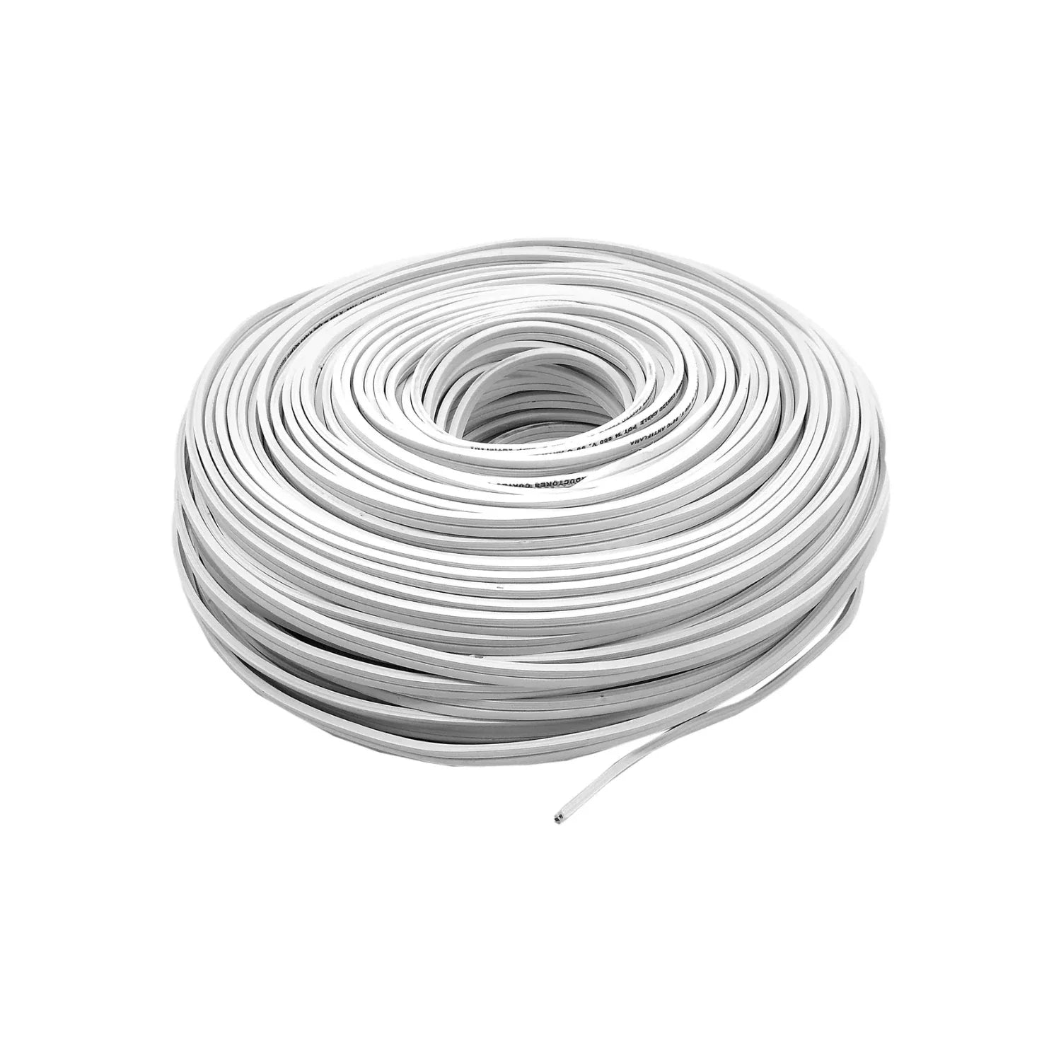 Rollo de cable eléctrico blanco calibre 14, 90 metros, anti flama para instalaciones residenciales seguras.