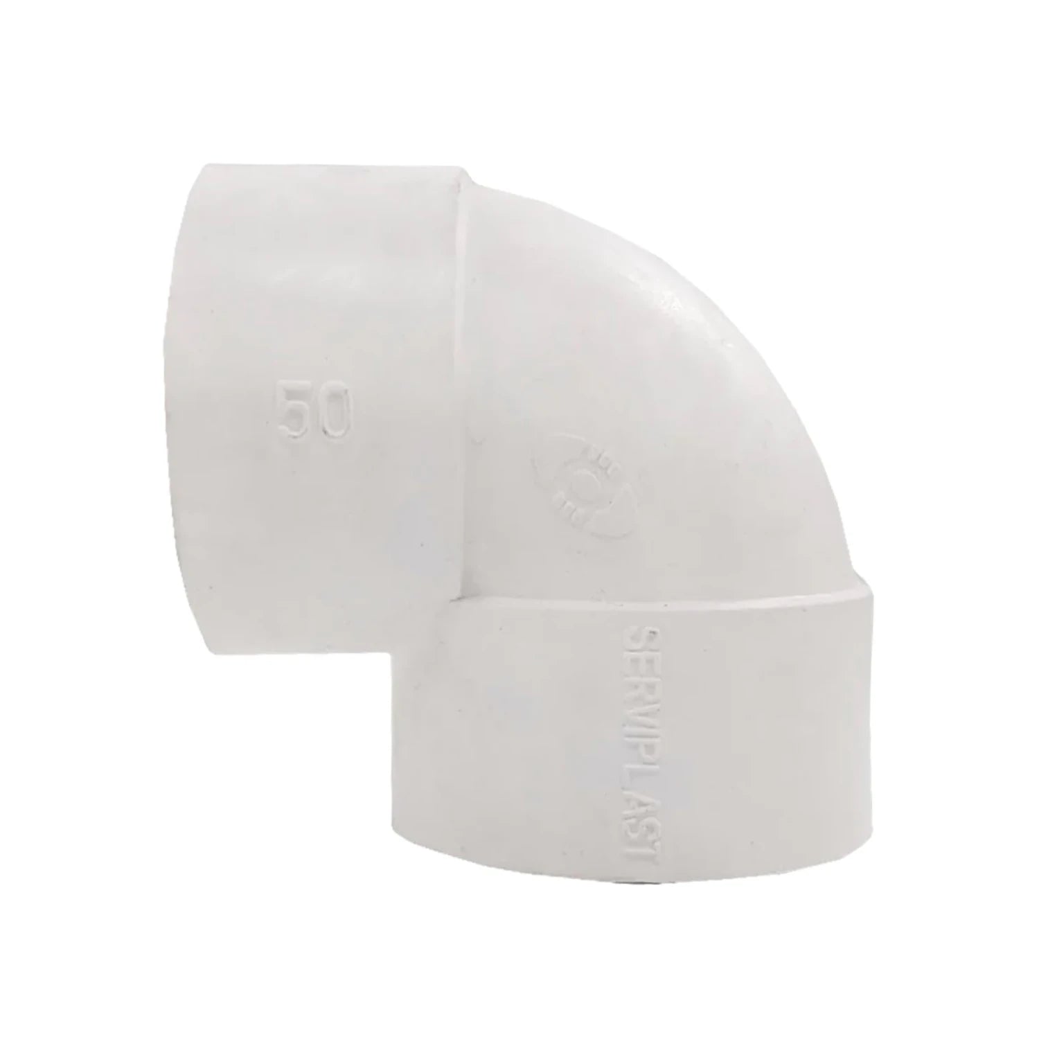 Codo PVC blanco SERVIPLAST sanitario 90 grados de 50mm (2") para drenaje
