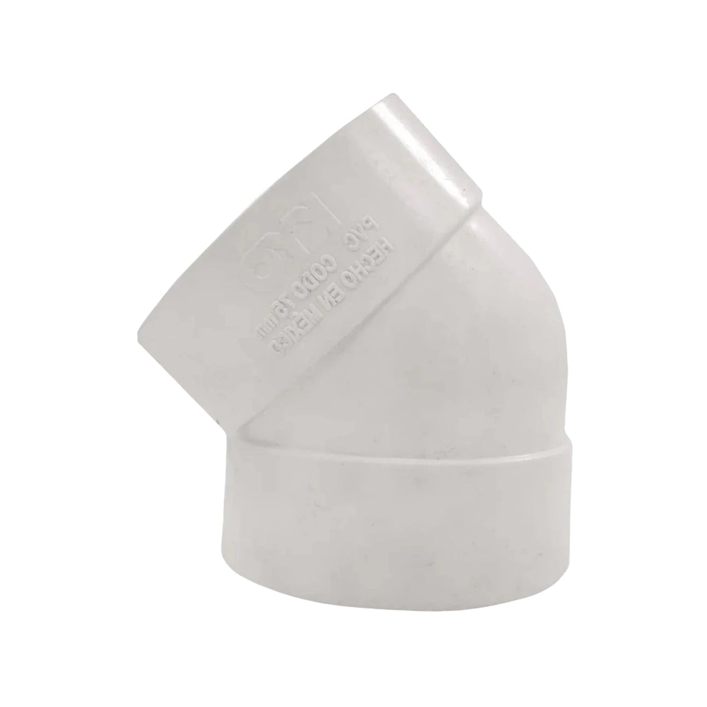 Codo sanitario PVC BAC blanco 45mm 45° para tuberías de desagüe y fontanería