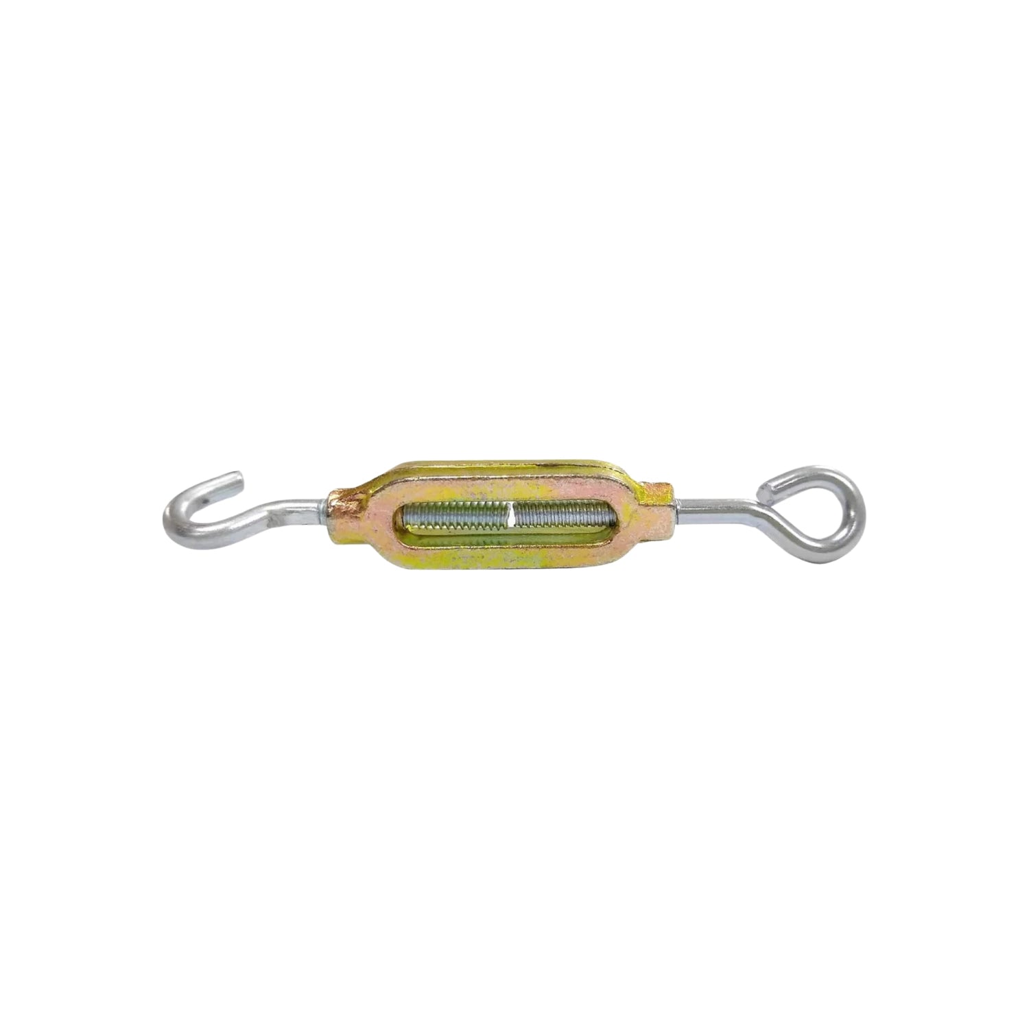 Tensor de gancho y argolla 3/16" dorado para ajuste de tensión en cables y cuerdas