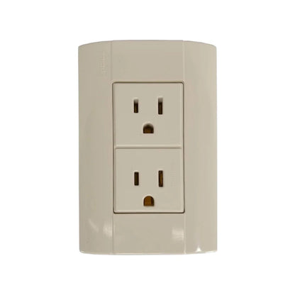 Contacto dúplex Bticino marfil, toma de corriente eléctrica doble para instalación en pared.