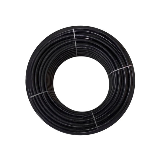 Poliducto negro cédula 40 de 3/4 pulgada en rollo, tubería para agua y sistemas de cableado.