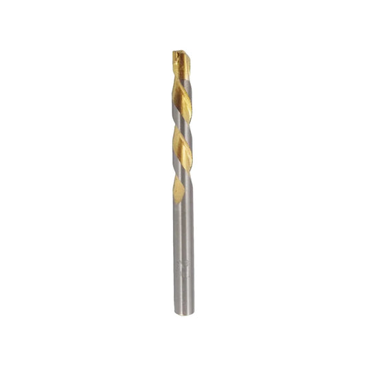 Broca para concreto 3/8"x4" con hélice dorada y vástago plateado para taladro.
