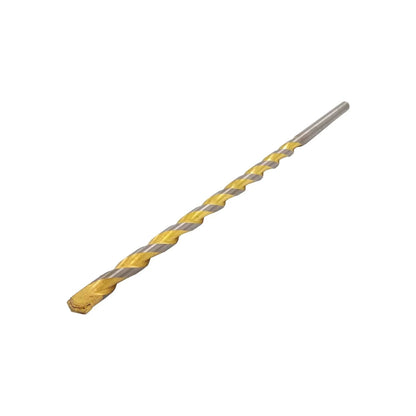 Broca de concreto 1/2x13 pulg para taladro percutor, diseño espiral dorado y gris, punta carburo.