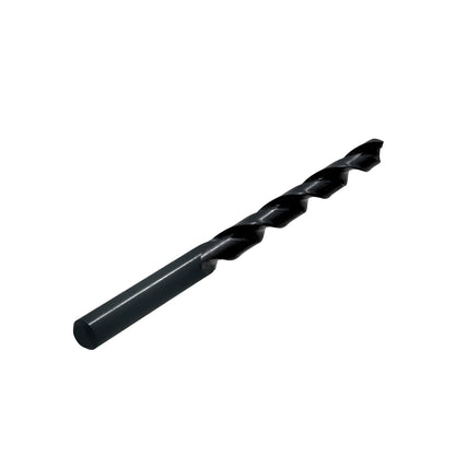 Broca espiral negra con vástago recto para taladro, ideal para perforar metal y madera