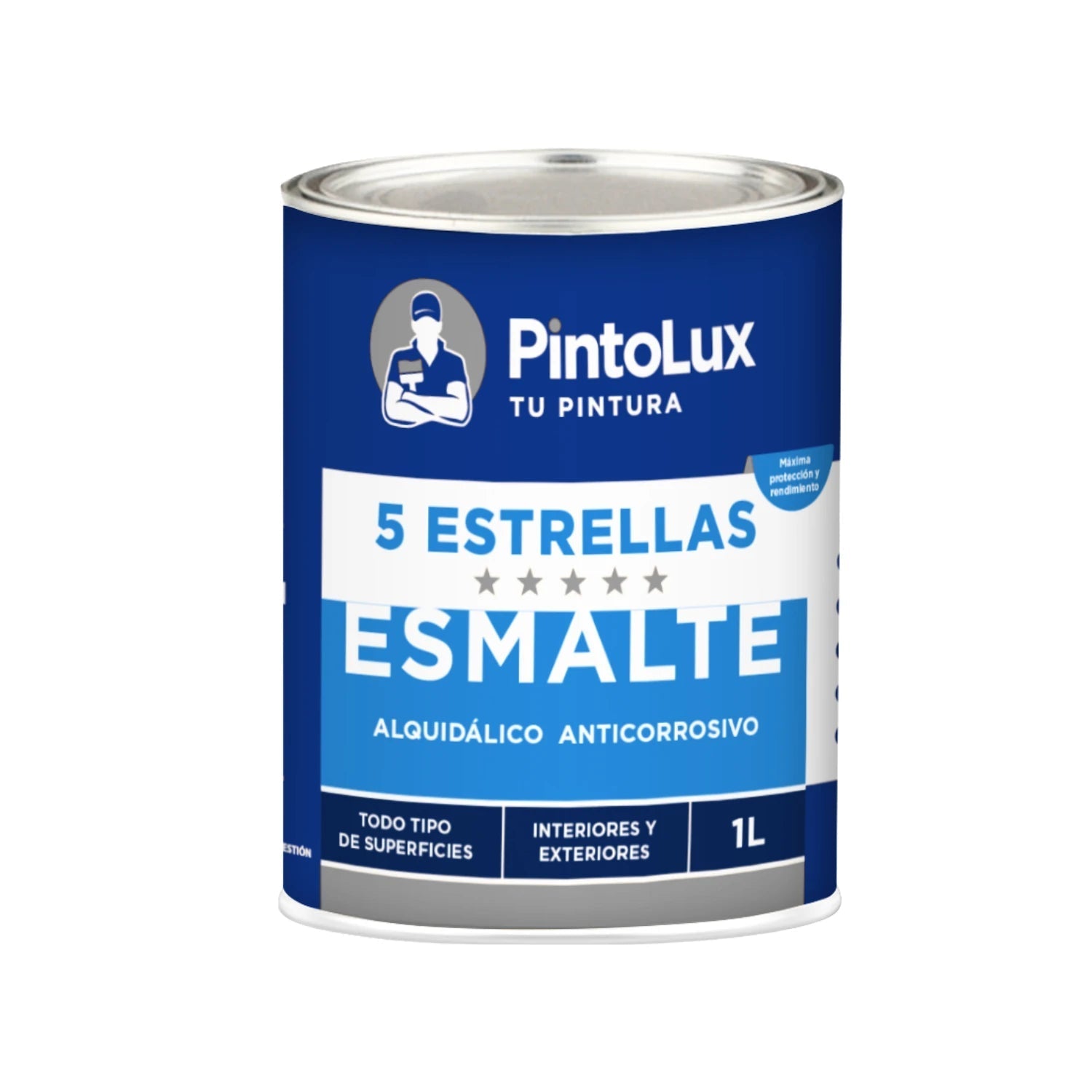Pintura de esmalte alquidálico anticorrosivo PintoLux 5 estrellas gris acero 1L para interiores y exteriores