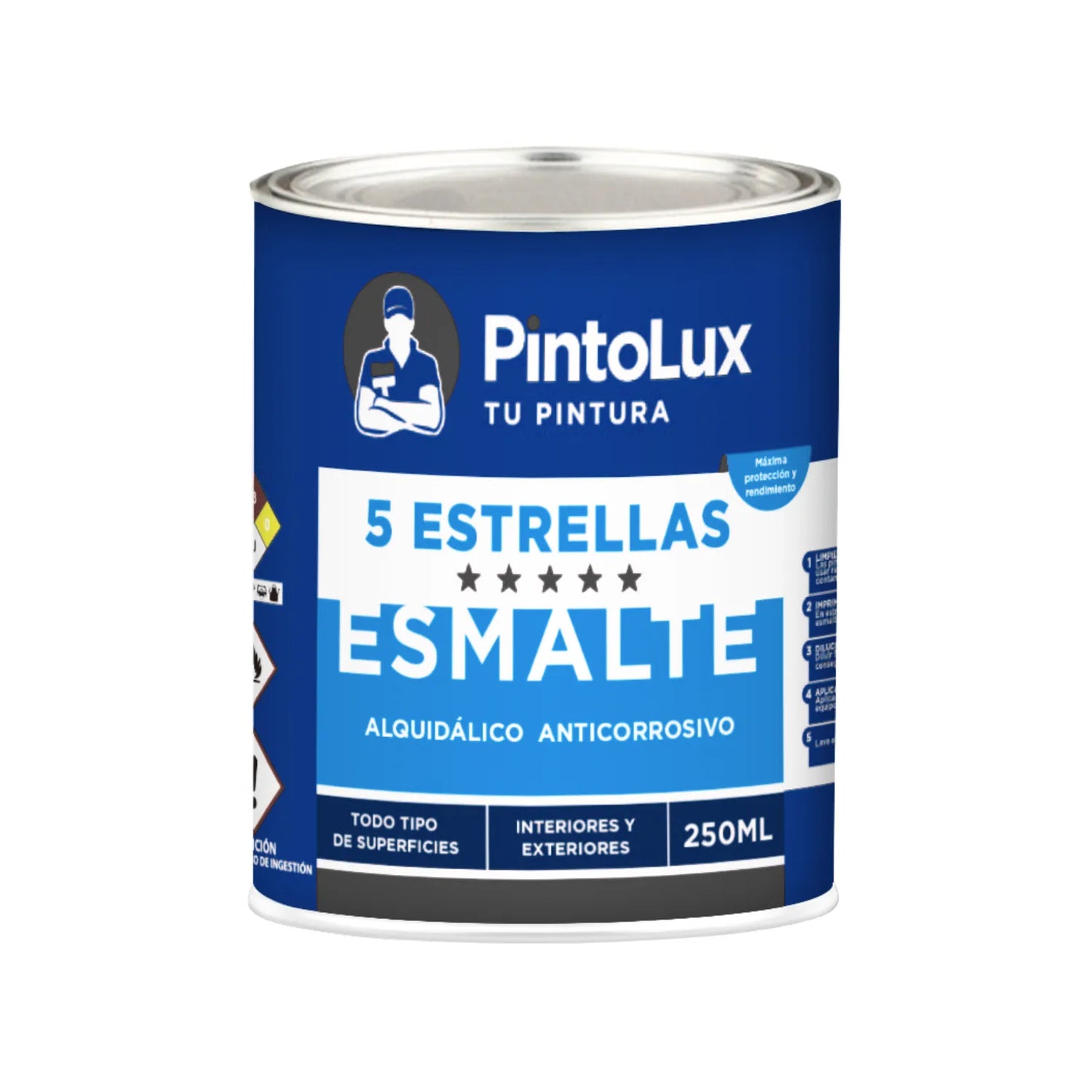 Pintura esmalte alquidálico anticorrosivo PintoLux 250ml 5 estrellas para interiores y exteriores