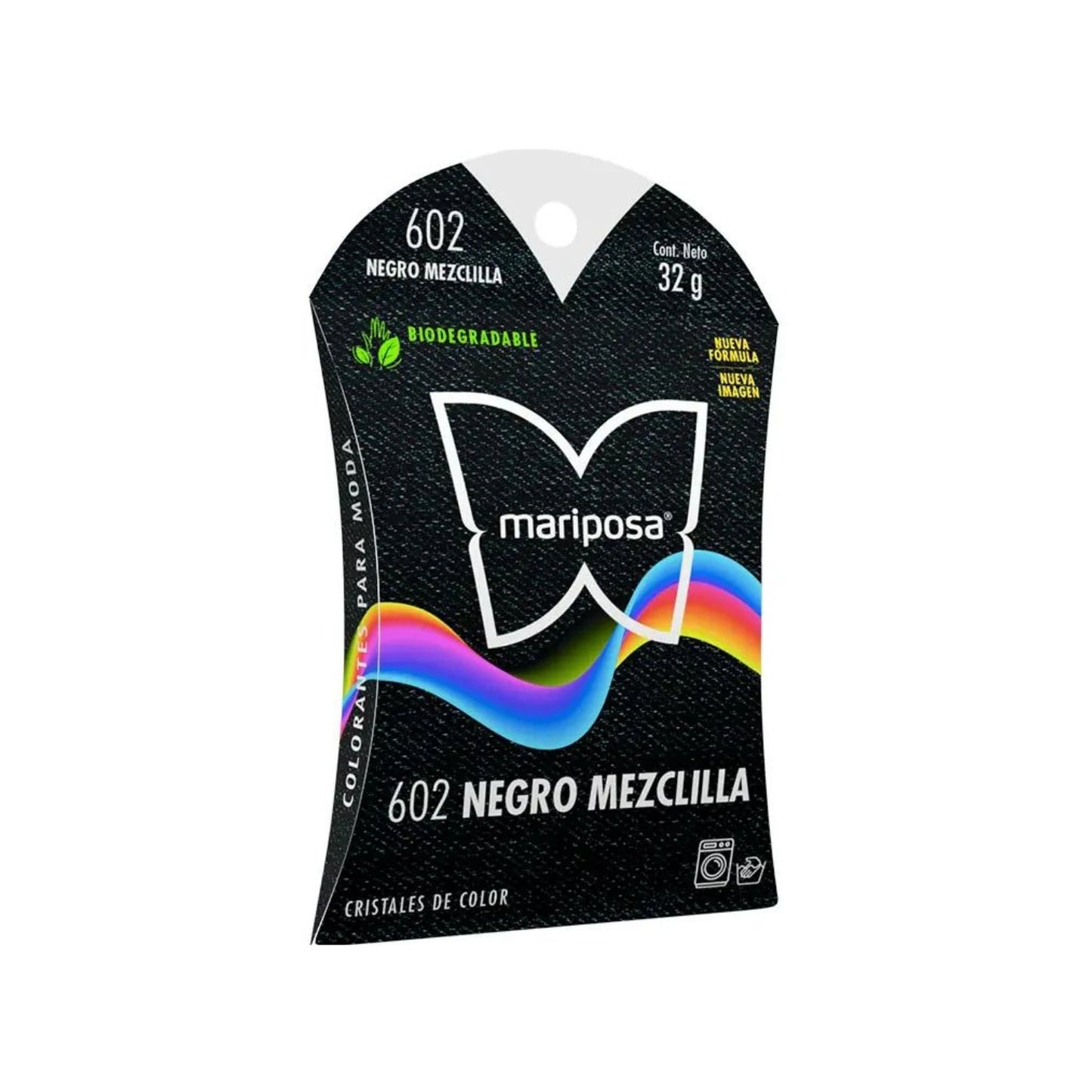 Colorante textil Mariposa 602 negro mezclilla biodegradable 32g para ropa