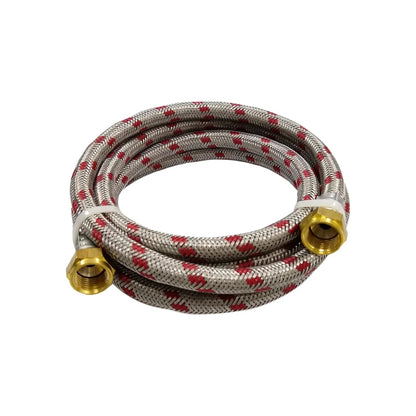 Manguera flexible de agua trenzada acero inoxidable con hilos rojos, conectores de latón para grifos.