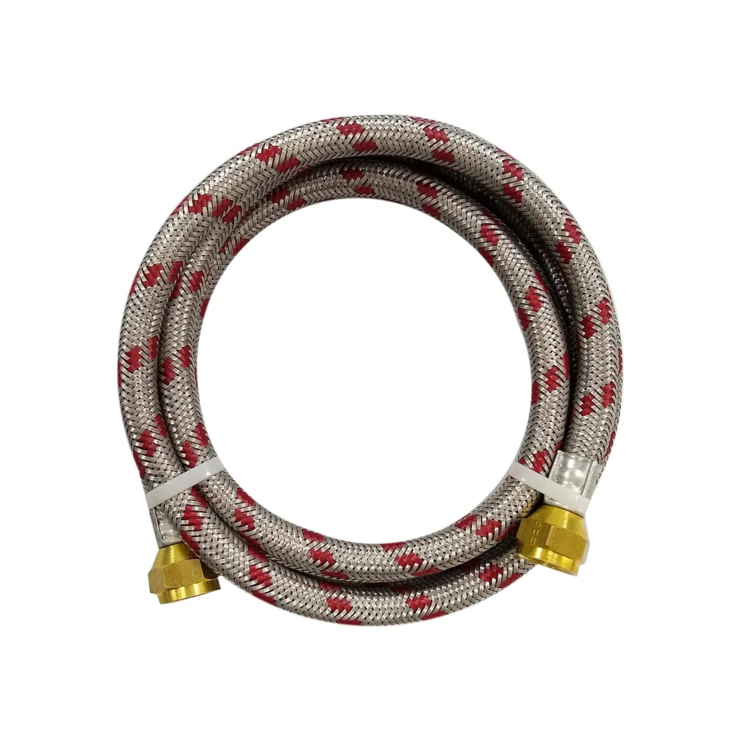 Manguera de gas metálica flexible, trenzado de acero inoxidable rojo/gris, con conexiones de latón