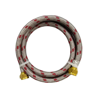 Manguera de gas metálica flexible, trenzado de acero inoxidable rojo/gris, con conexiones de latón