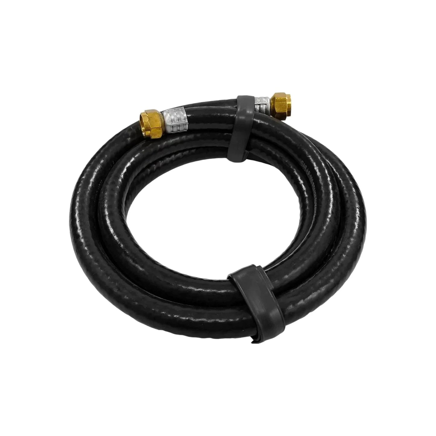 Manguera de gas negra PVC de 2 metros con conexiones de latón, enrollada, para instalaciones de gas LP