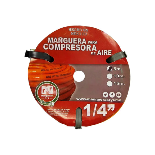 Manguera para compresora PVC 1/4"x5 m Ryr A917 naranja