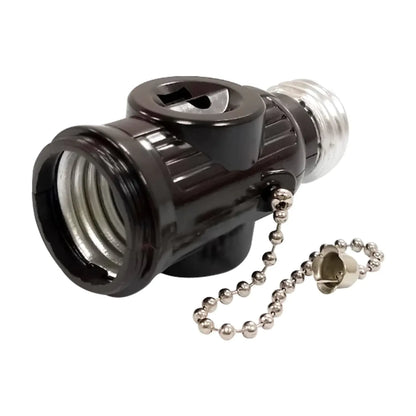 Socket adaptador café con interruptor de cadena para foco, base E27.