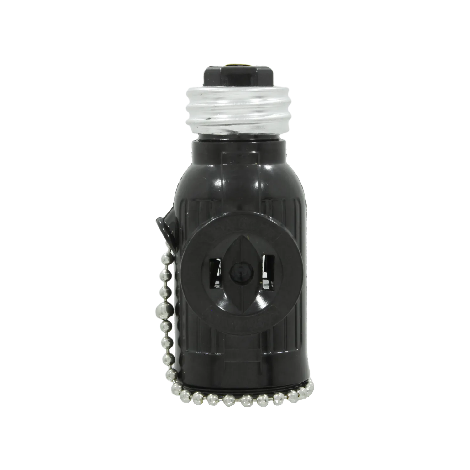Socket ladrón negro con interruptor de cadena, convierte portalámpara en enchufe de 3 vías.