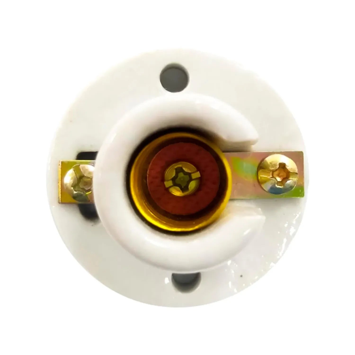 Portalámparas de porcelana blanco para focos, con terminales de latón, rosca Edison, uso eléctrico.