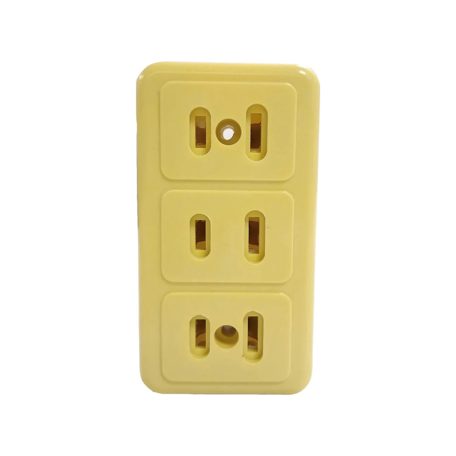 Adaptador de contacto triple eléctrico marfil, con 3 tomas de corriente para enchufes de 2 y 3 clavijas