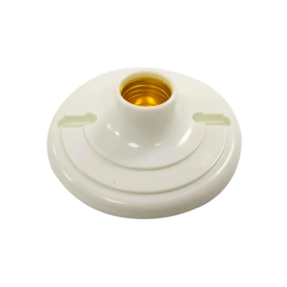Portalámparas redondo de baquelita blanco con rosca E27/E26 para bombillas, uso en techo o pared.