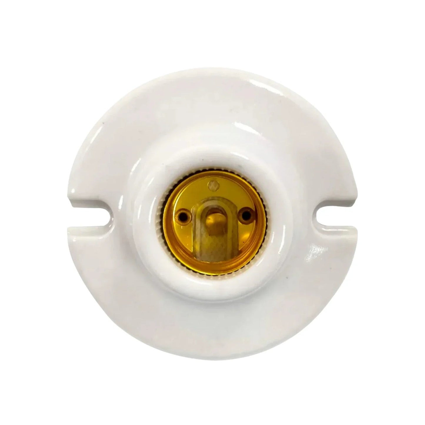 Socket portalámparas de porcelana blanca con rosca E27 y muescas de fijación para bombilla
