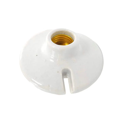 Socket de porcelana blanco E26/E27 para bombillas, base de montaje superficial con ranura para cableado eléctrico.