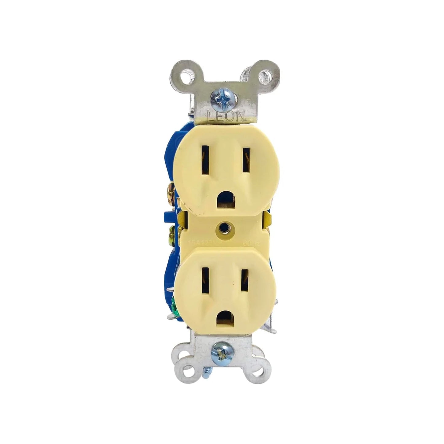 Contacto dúplex León marfil, tomacorriente eléctrico de 3 terminales con tierra para pared