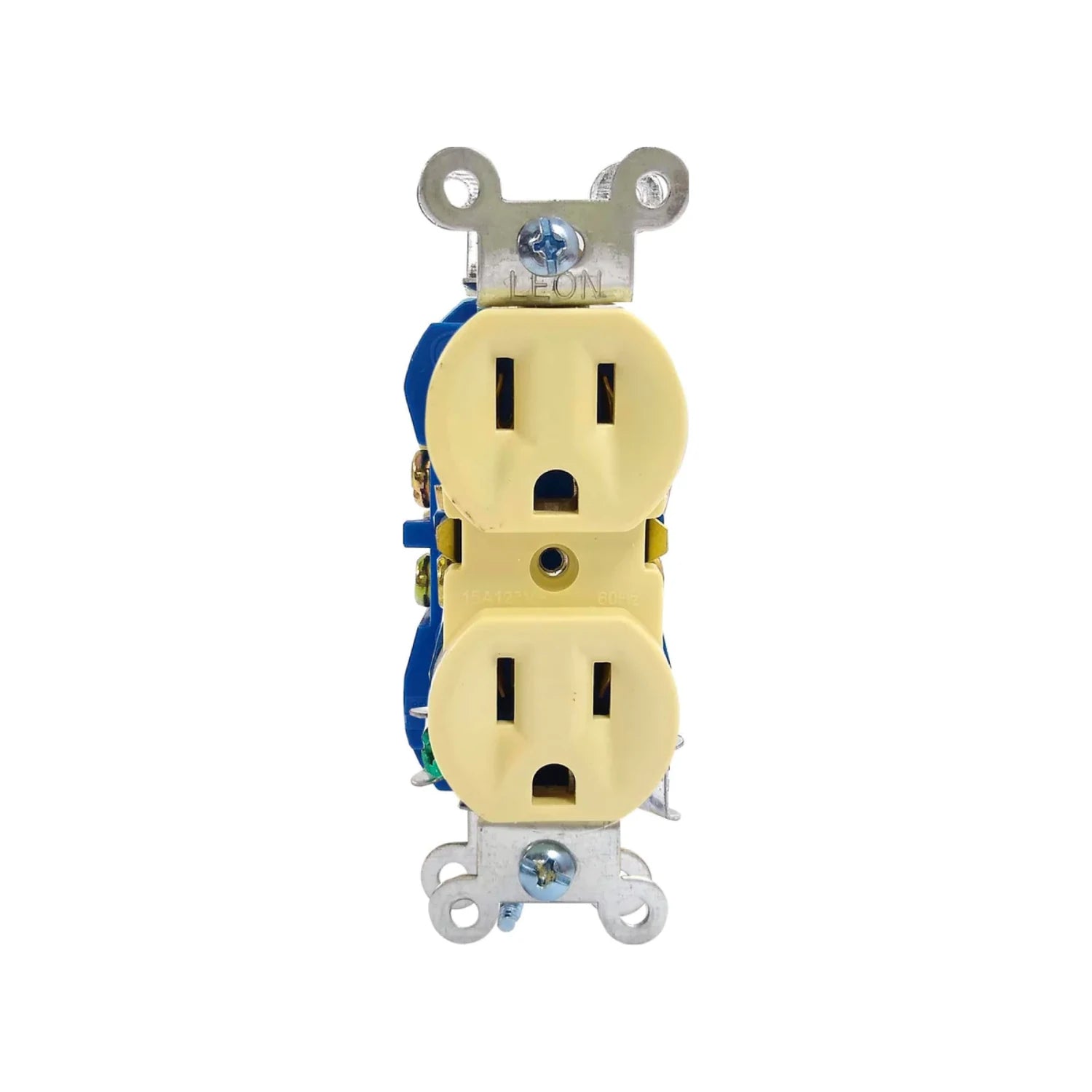 Contacto dúplex León marfil, tomacorriente eléctrico de 3 terminales con tierra para pared