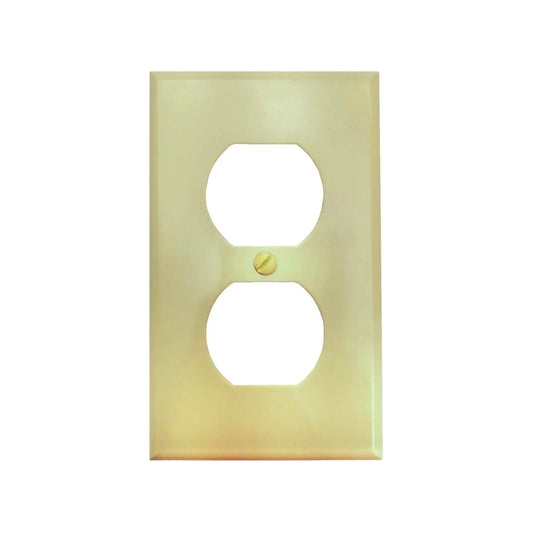 Placa dúplex eléctrica color marfil para tomacorriente doble