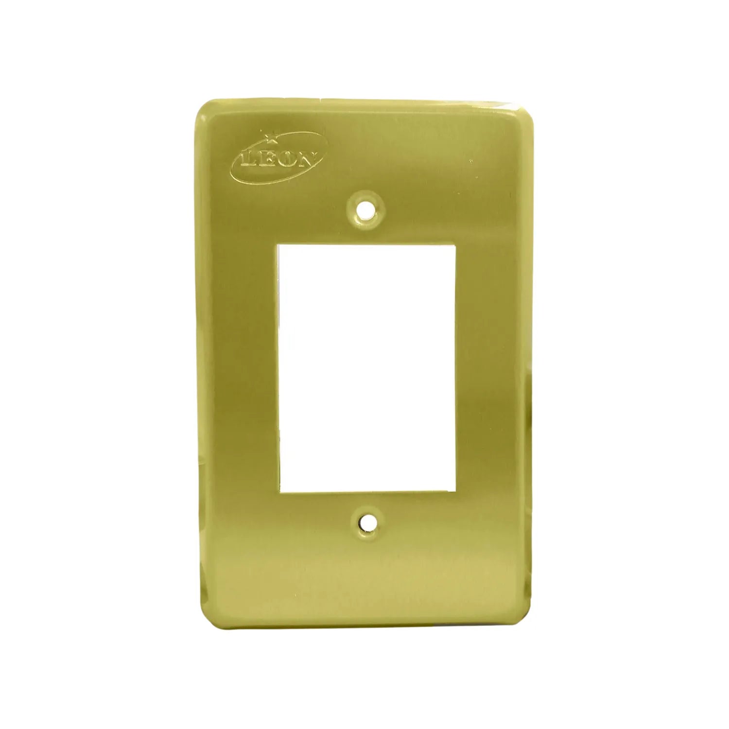 Placa de pared eléctrica dorada León con 1 ventana, ideal para interruptor o contacto sencillo.