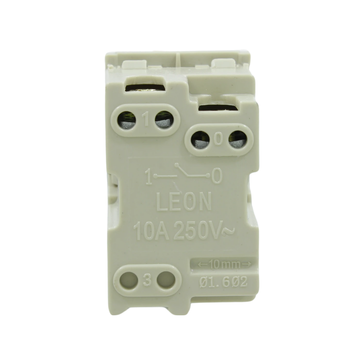 Apagador sencillo modular LEON 10A 250V con terminales de tornillo beige
