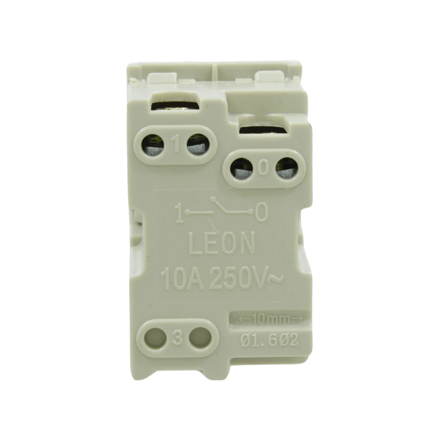 Apagador sencillo modular LEON 10A 250V con terminales de tornillo beige