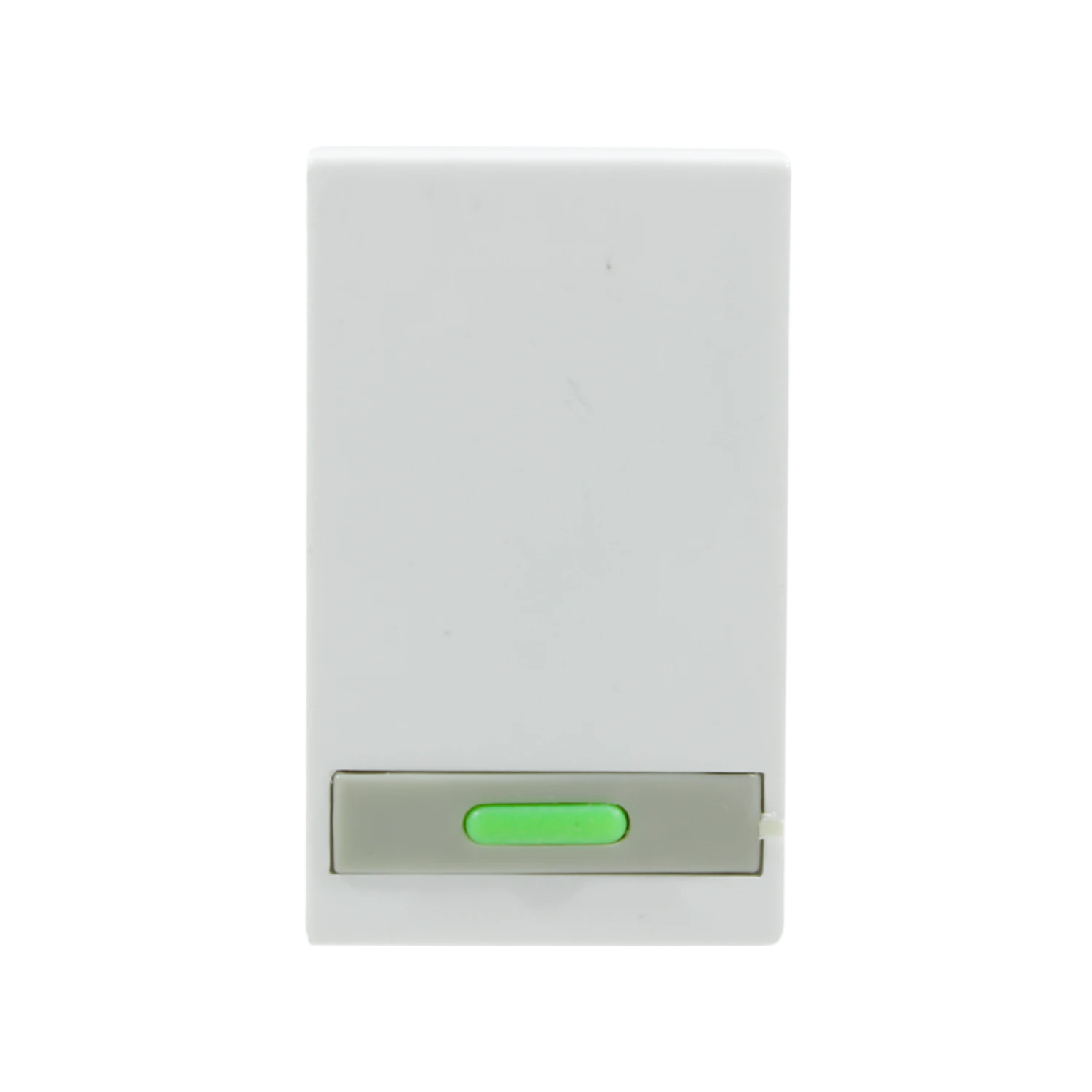 Apagador de luz sencillo blanco para pared con botón pulsador verde para instalaciones eléctricas básicas