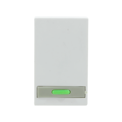 Apagador de luz sencillo blanco para pared con botón pulsador verde para instalaciones eléctricas básicas