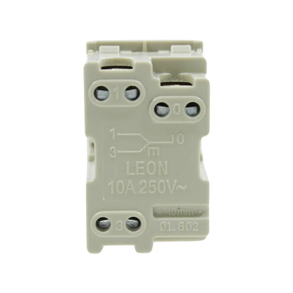 Apagador de escalera LEON gris 10A 250V~, módulo de interruptor 3 vías con terminales de tornillo.