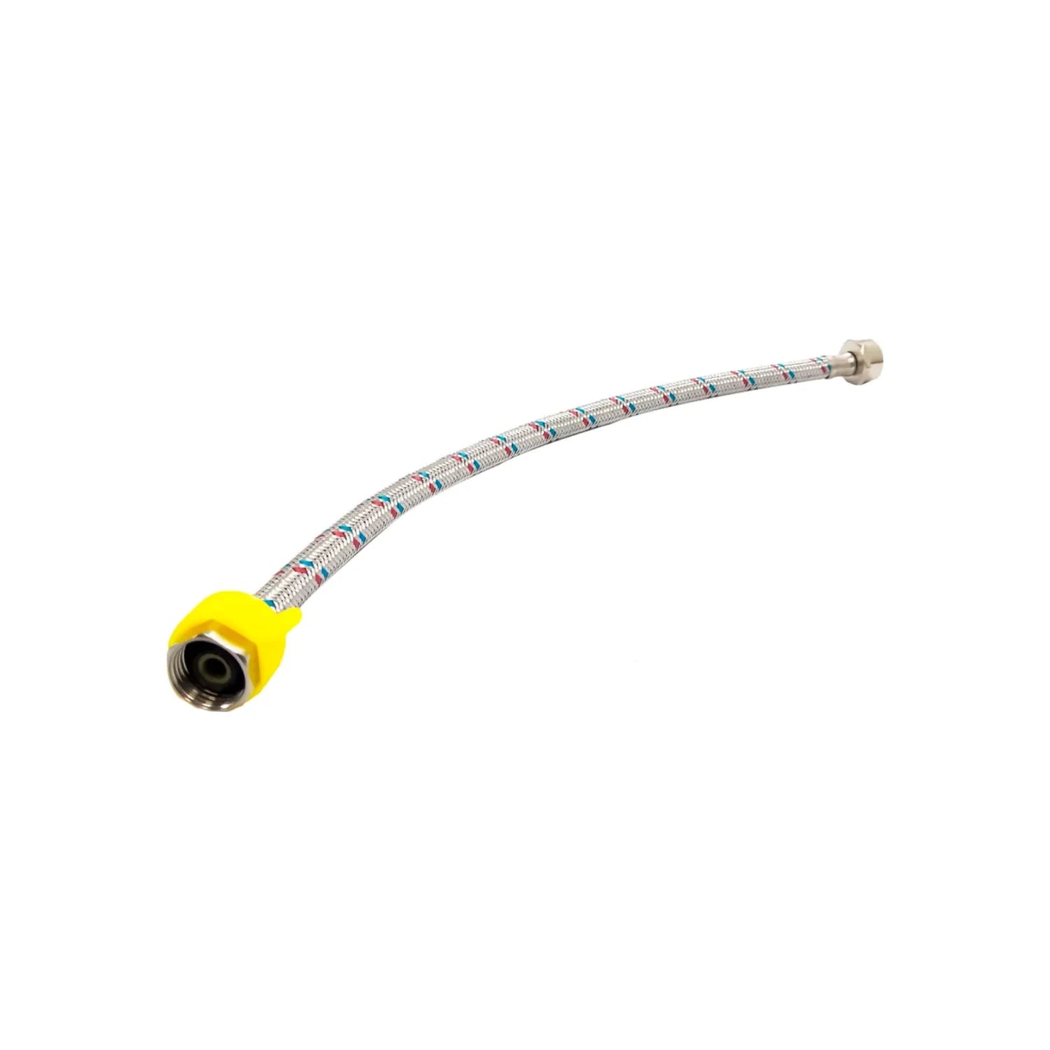Manguera flexible trenzada metálica 45cm para WC e instalaciones de agua, conector amarillo