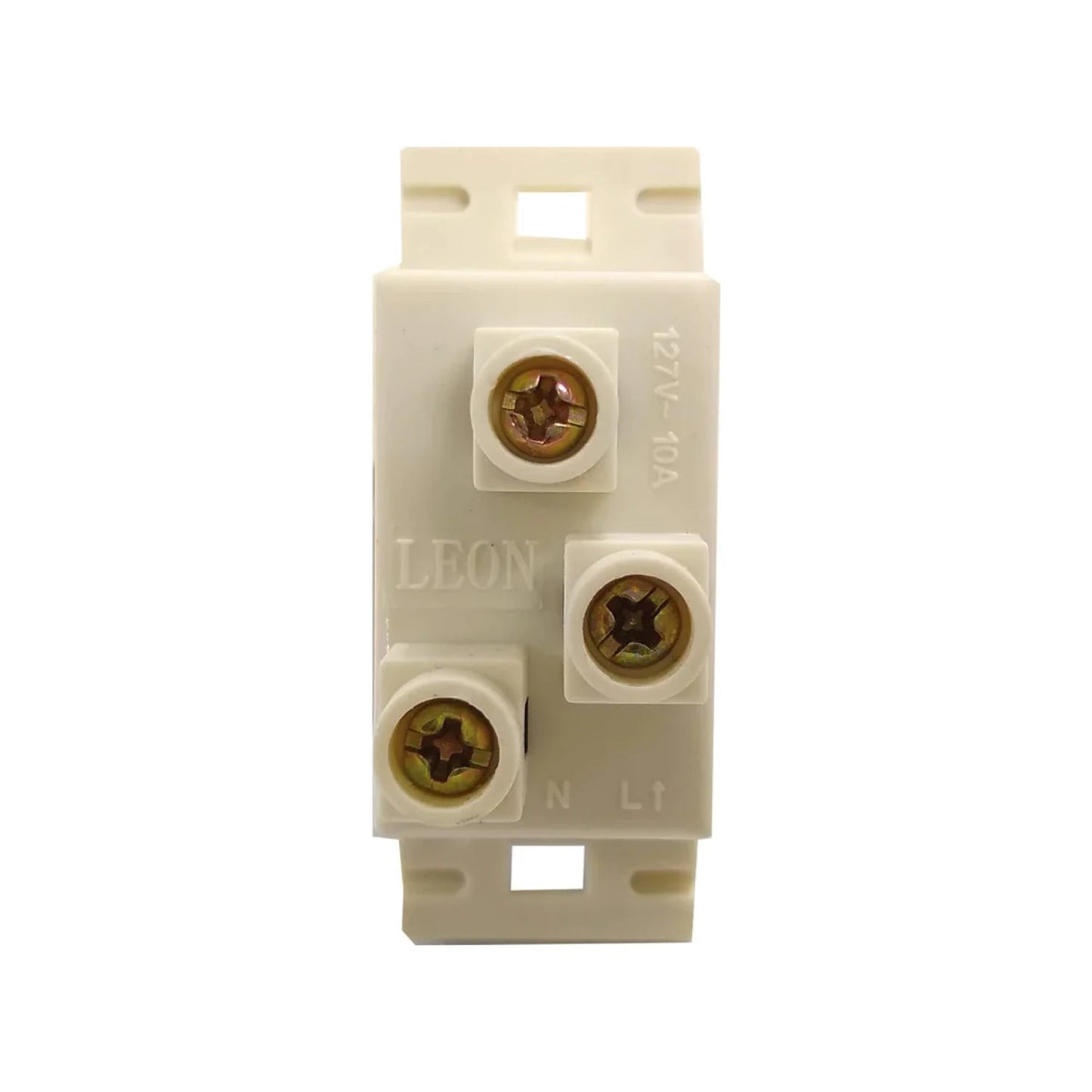 Contacto eléctrico aterrizado de 3 terminales LEON marfil 127V 10A con N y L